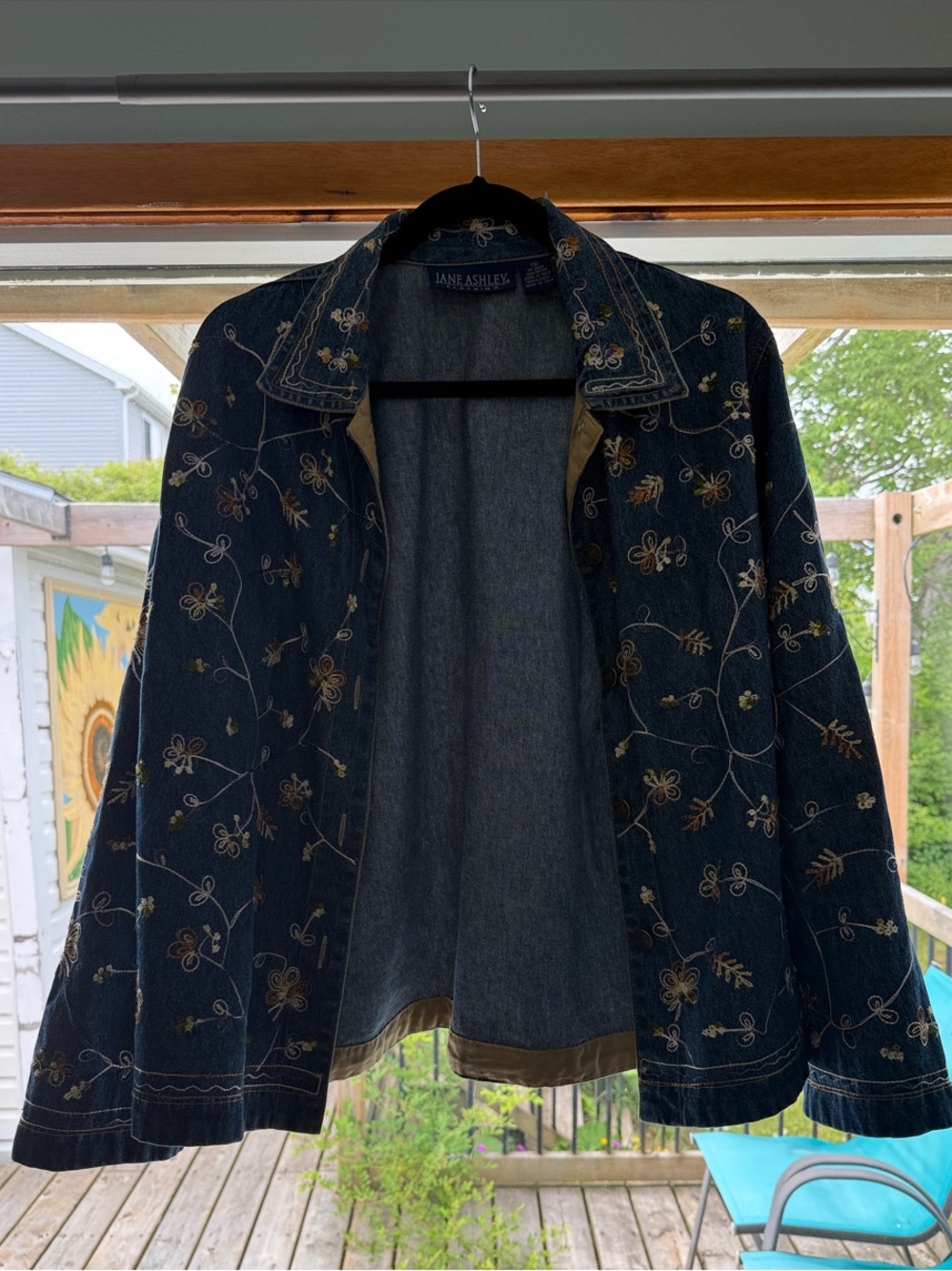 Jane Ashley Dark Navy Embroidered Denim Jacket